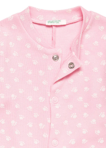 Розовый демисезонный комплект (шапка, косынка, человечек, боди, ползунки) United Colors of Benetton