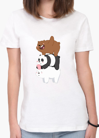 Біла демісезон футболка жіноча вся правда про ведмедів (we bare bears) білий (8976-2643) xxl MobiPrint
