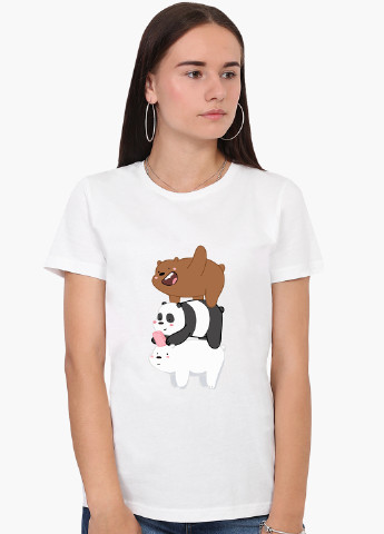 Біла демісезон футболка жіноча вся правда про ведмедів (we bare bears) білий (8976-2643) xxl MobiPrint