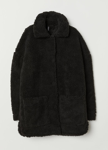 Черная демисезонная куртка зі штучного хутра H&M