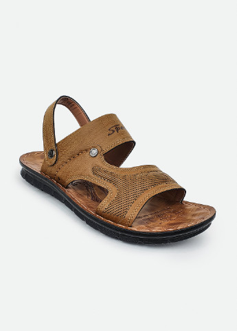 Кэжуал мужские кожаные сандалии-шлепанцы светло-коричневые 44 Fashion