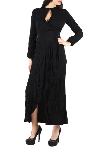 Чорна кежуал сукня на запах, в стилі армпір Made in Italy однотонна