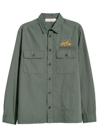 Оливковковая (хаки) кэжуал рубашка с надписями H&M