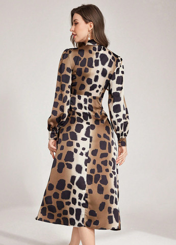 Комбінована вечірня, кежуал сукня кльош SHEIN з тваринним принтом