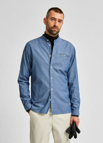 Синяя кэжуал рубашка с геометрическим узором Selected