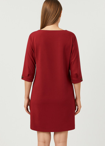 Вишневое кэжуал платье а-силуэт Sassofono однотонное