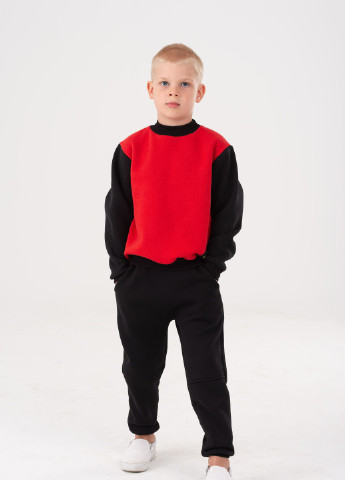 Yumster світшот червоно-чорний для хлопчика однотонний червоний кежуал бавовна