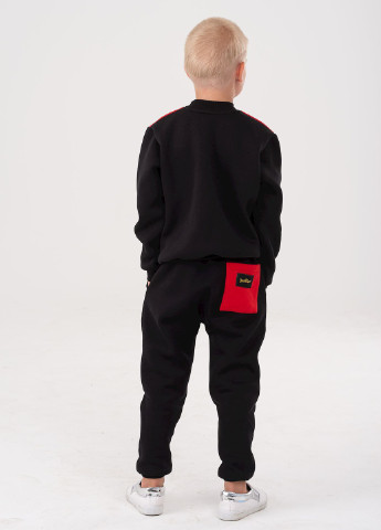 Yumster свитшот красно-черный для мальчика однотонный красный кэжуал хлопок