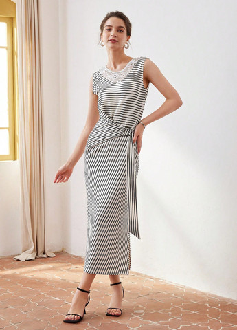 Чорно-білий кежуал сукня сукня-майка SHEIN в смужку