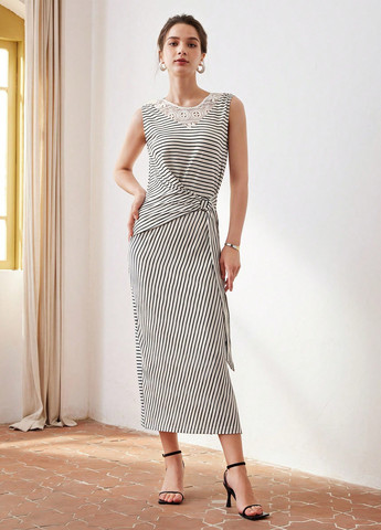 Чорно-білий кежуал сукня сукня-майка SHEIN в смужку