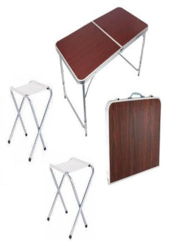 Раскладной стол для пикника кемпинга со стульями 120Х60Х70 см с регулировкой высоты в чемодане Коричневый (8743654) Francesco Marconi (224437169)