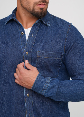 Индиго джинсовая рубашка однотонная Trend Collection