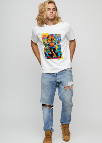 Біла футболка чоловіча basic /air print/ YAPPI