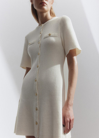 Кремова кежуал сукня кльош H&M однотонна