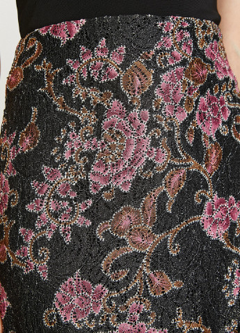 Черная кэжуал цветочной расцветки юбка KOTON клешированная