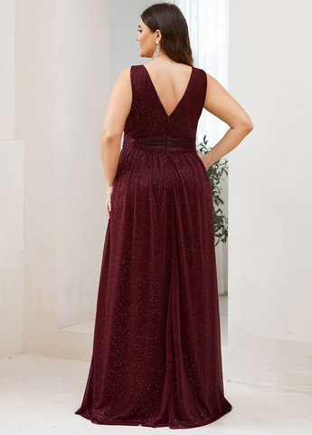 Бордова вечірня сукня в стилі армпір SHEIN однотонна