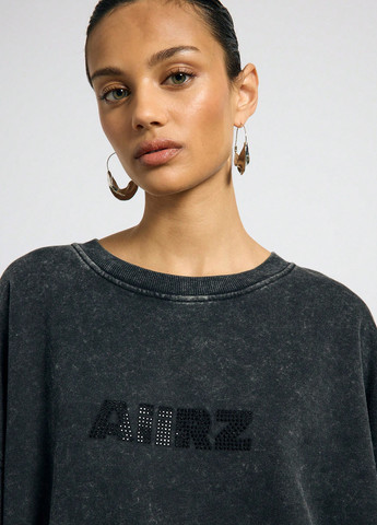 Черный свитшот SHEIN однотонный стразы (332520109)