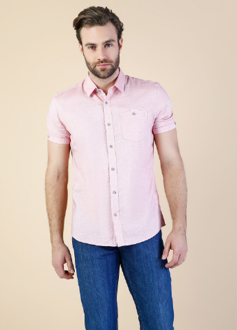Светло-розовая кэжуал рубашка однотонная Colin's с коротким рукавом