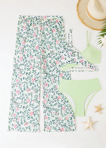 Комбінований літній купальник (ліф, трусики, штани) роздільний, бікіні, топ SHEIN