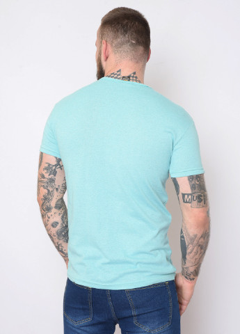Бірюзова футболка чоловіча бірюзового кольору з малюнком Let's Shop