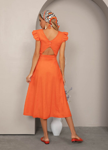 Оранжевое кэжуал платья ISSA PLUS однотонное
