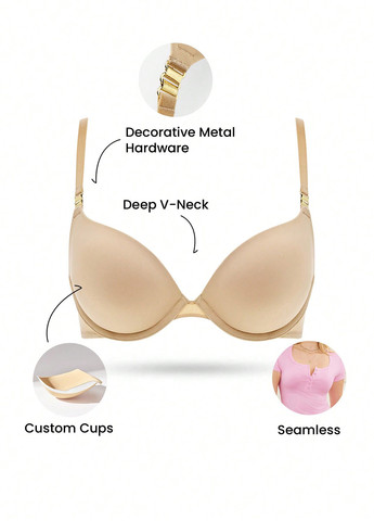 Кремовый бралетт бюстгальтер SHEIN с косточками полиамид