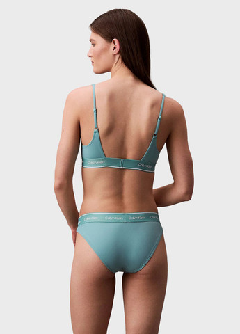 Светло-бирюзовые купальные трусики-плавки с надписью Calvin Klein