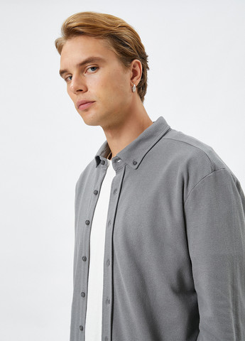 Серая кэжуал рубашка однотонная KOTON
