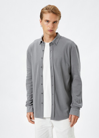 Серая кэжуал рубашка однотонная KOTON