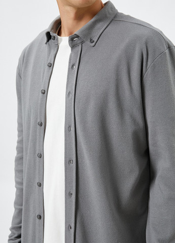 Серая кэжуал рубашка однотонная KOTON