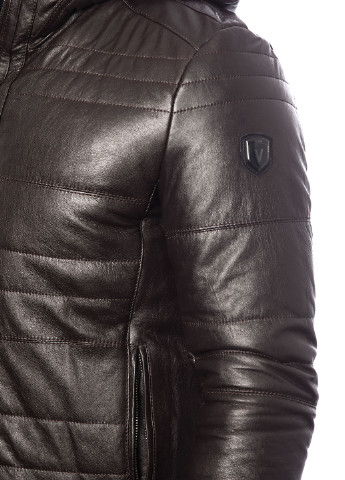 Темно-коричневая демисезонная куртка кожаная Verri