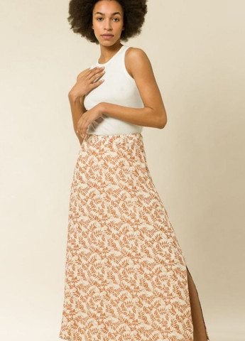 Бежевая кэжуал цветочной расцветки юбка Ivy & Oak клешированная