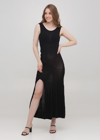 Черное кэжуал платье с открытыми плечами, платье-майка Erika Cavallini однотонное