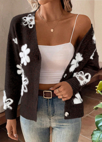 Коричневый демисезонный кардиган SHEIN