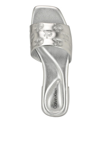 Серебристые шлепанцы Calvin Klein с тиснением, с логотипом
