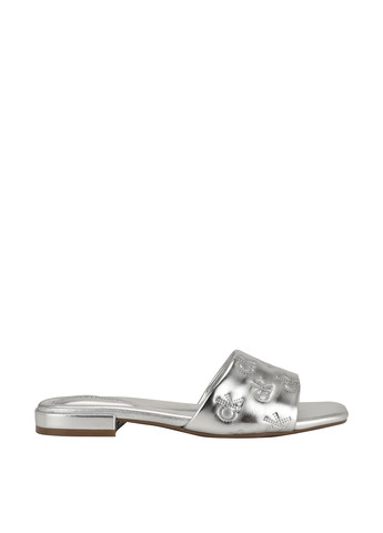 Серебристые шлепанцы Calvin Klein с тиснением, с логотипом