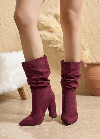 Бордовые осенние ботильоны SHEIN