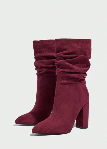 Бордовые осенние ботильоны SHEIN