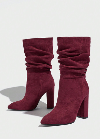 Бордовые осенние ботильоны SHEIN