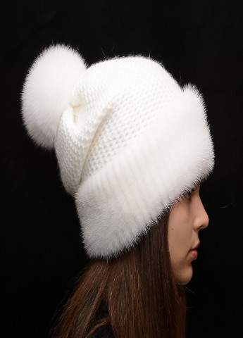 Женская зимняя норковая вязаная шапка с бубоном Меховой Стиль Соты (199007431)