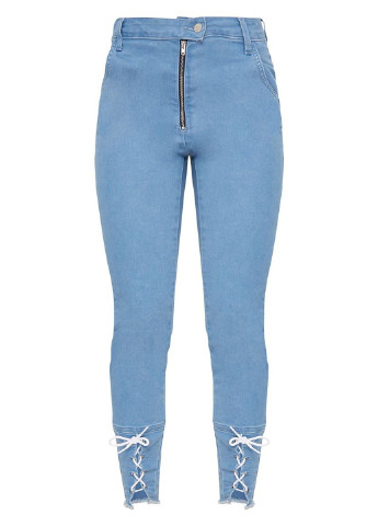 Джинси PrettyLittleThing однотонні блакитні джинсові бавовна