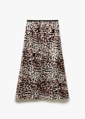 Коричневая кэжуал леопардовая юбка KOTON а-силуэта (трапеция)