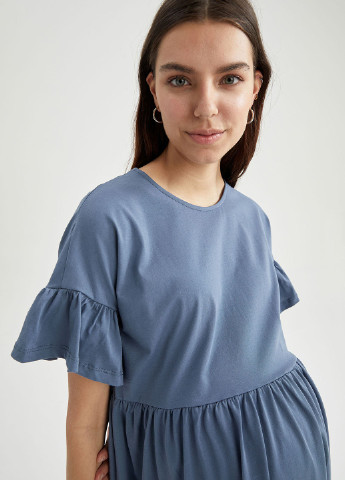 Сіро-синя кежуал плаття для вагітних оверсайз DeFacto