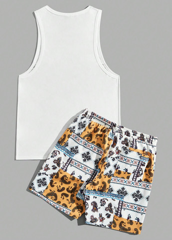 Белый летний костюм (майка, шорты) SHEIN