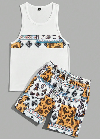 Белый летний костюм (майка, шорты) SHEIN