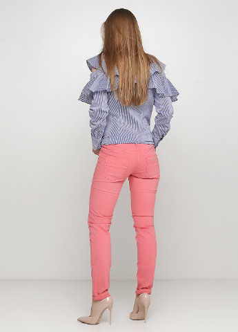 Розовые джинсовые демисезонные зауженные брюки Elisabetta Franchi