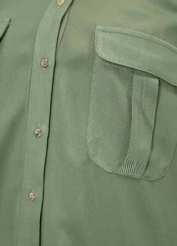 Оливковковая (хаки) кэжуал рубашка однотонная KOTON