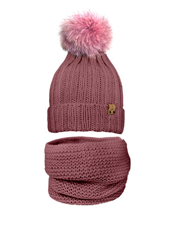 Бордовый зимний комплект (шапка, шарф-снуд) Anmerino