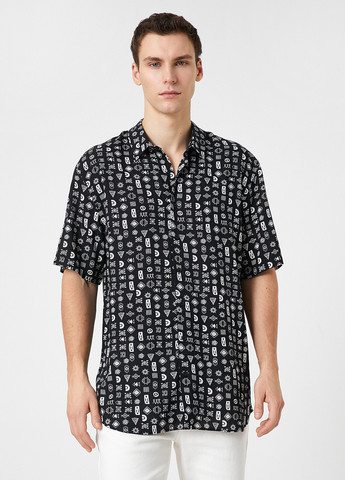 Черная кэжуал рубашка с рисунком KOTON
