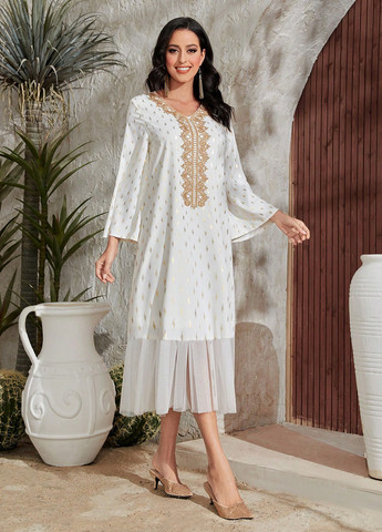 Білий святковий сукня а-силует SHEIN з геометричним візерунком